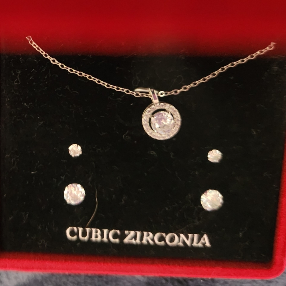 GIANI BERNINI STERLING SILVER NECKLACE, 2 PAIRS EARRING SET